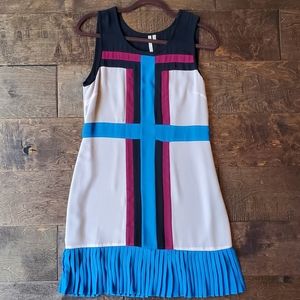 Ruffle sheath dress S Business Dress Blue Pink